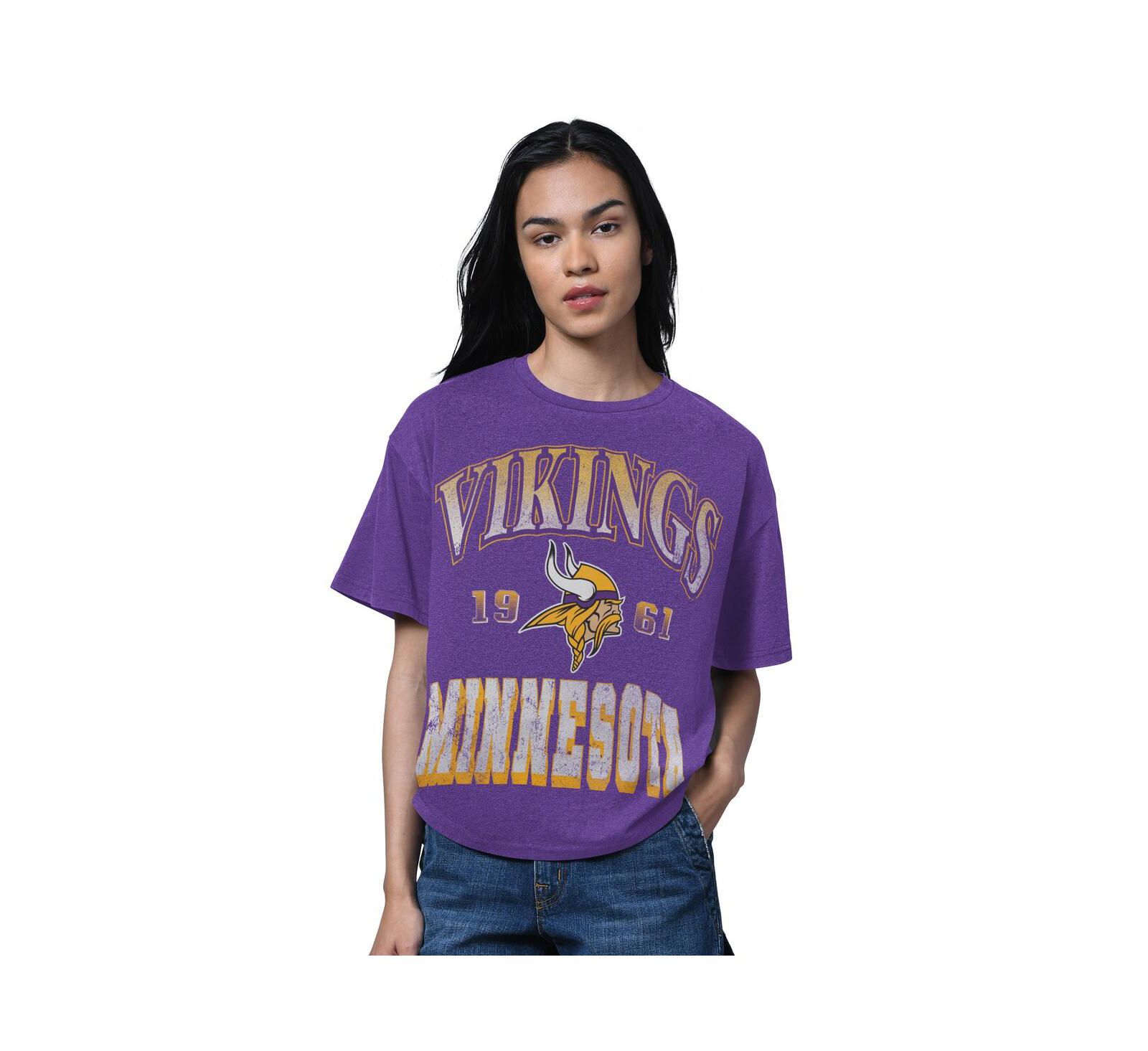Женская оверсайз футболка Starter Heather Purple Minnesota Vikings Hall of Fame