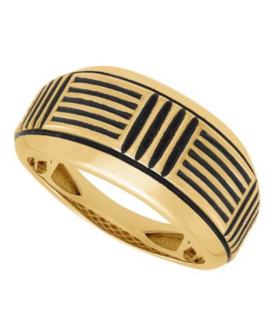 Мужское кольцо Macy's 14k Yellow Gold Plated Sterling Silver с черным родием