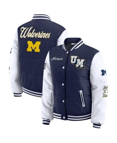 Женская пуховая куртка WEAR by Erin Andrews Michigan Wolverines Varsity, темно-синяя
