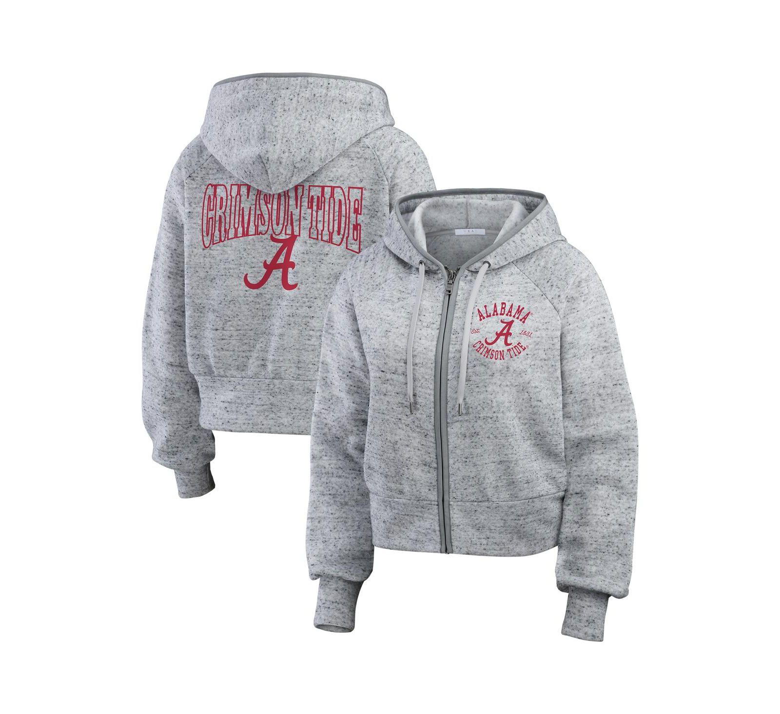 Женское худи с молнией WEAR by Erin Andrews Heather Gray Alabama Crimson Tide Raglan