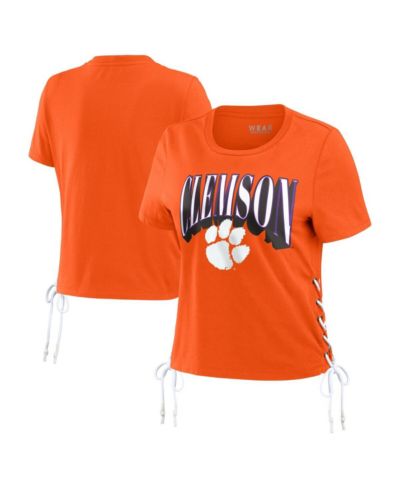Женская укороченная футболка WEAR by Erin Andrews Orange Clemson Tigers Side Lace-Up Modest Crop