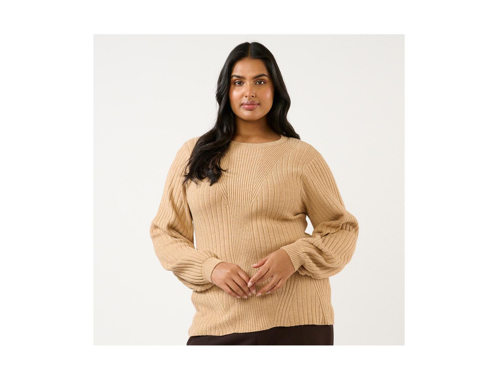 Свитер с рифленым узором и круглым вырезом Estelle Plus Size Remi