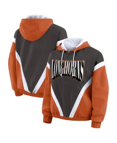 Женская ветровка WEAR by Erin Andrews Texas Orange/Gray Texas Longhorns Color Block с полной молнией