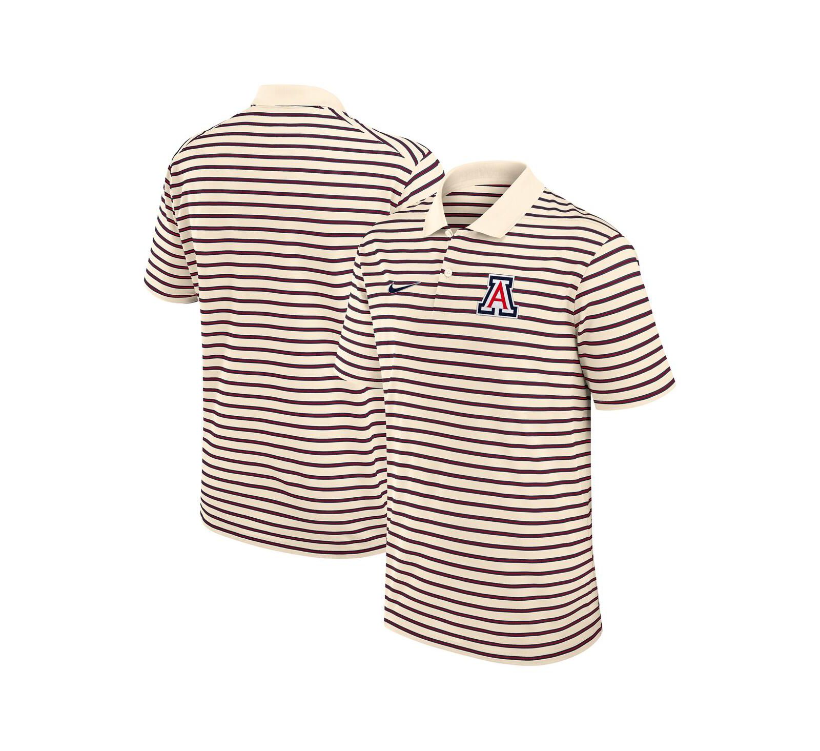 Nike Men's Tan Arizona Wildcats Solid Foundation Striped Performance Polo Shirt