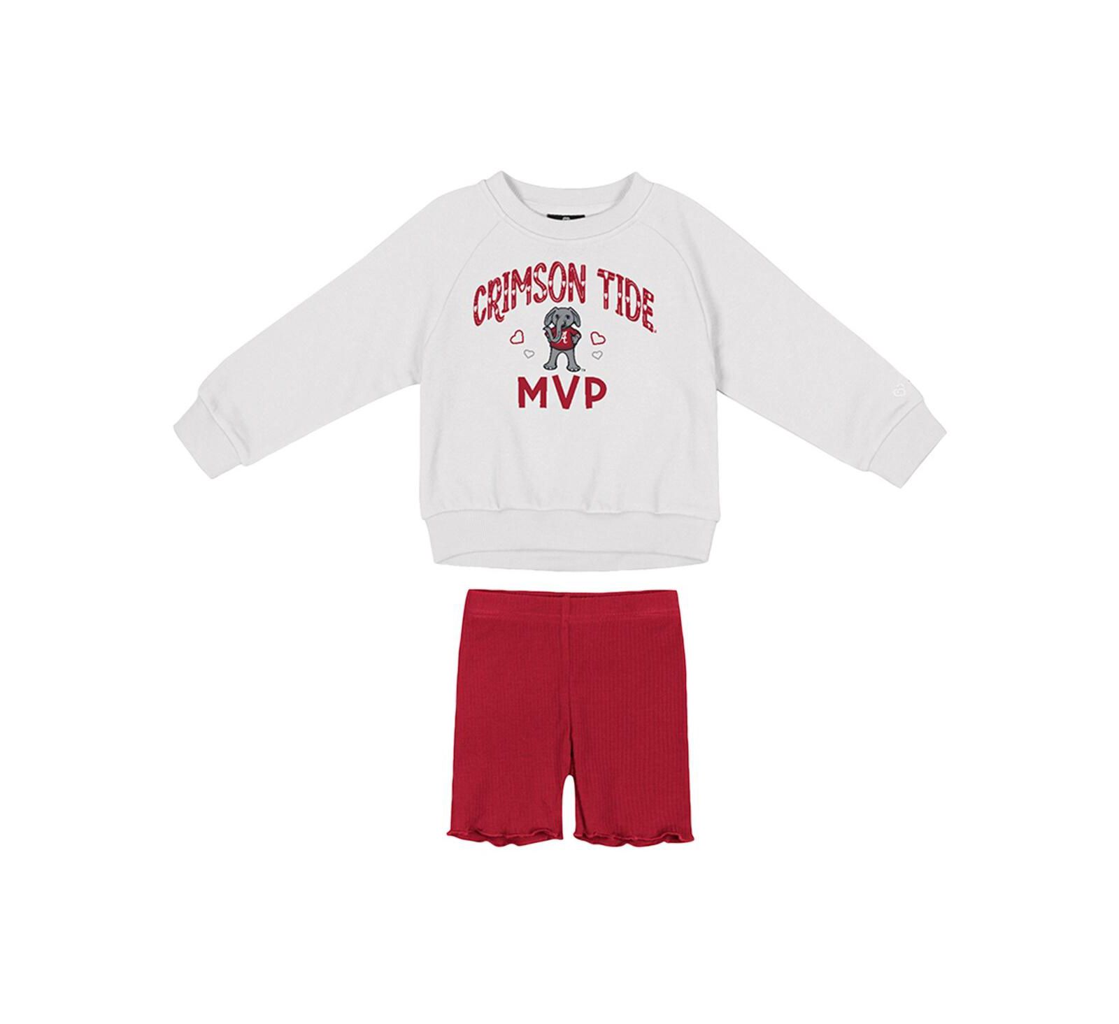 Комплект Colosseum для девочек 2-Piece Toddler White/Crimson Alabama Crimson Tide Beta Fleece Sweatshirt and Shorts
