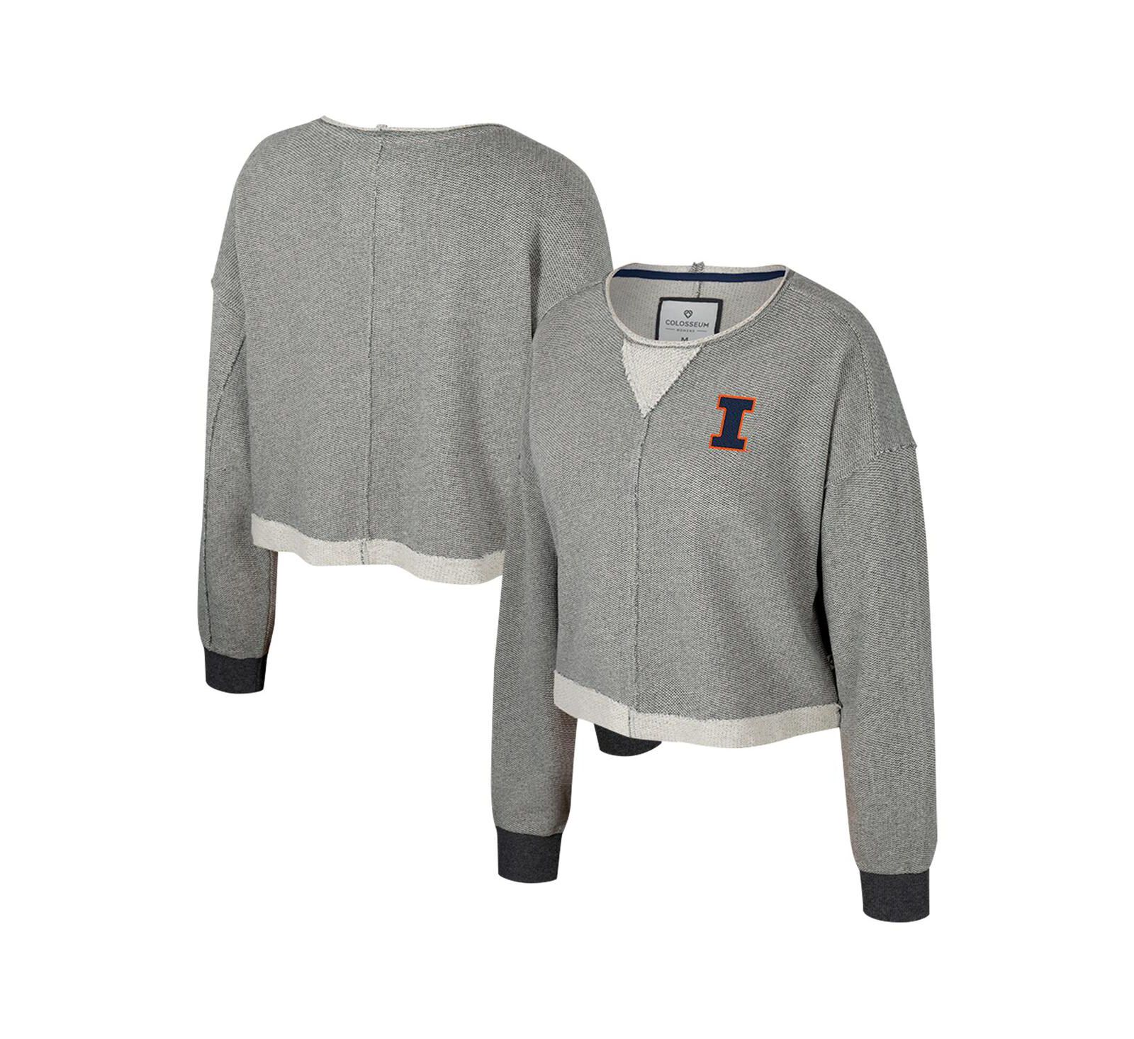 Colosseum Женский темно-серый укороченный свитшот Magnum Scoop Neck Illinois Fighting Illini