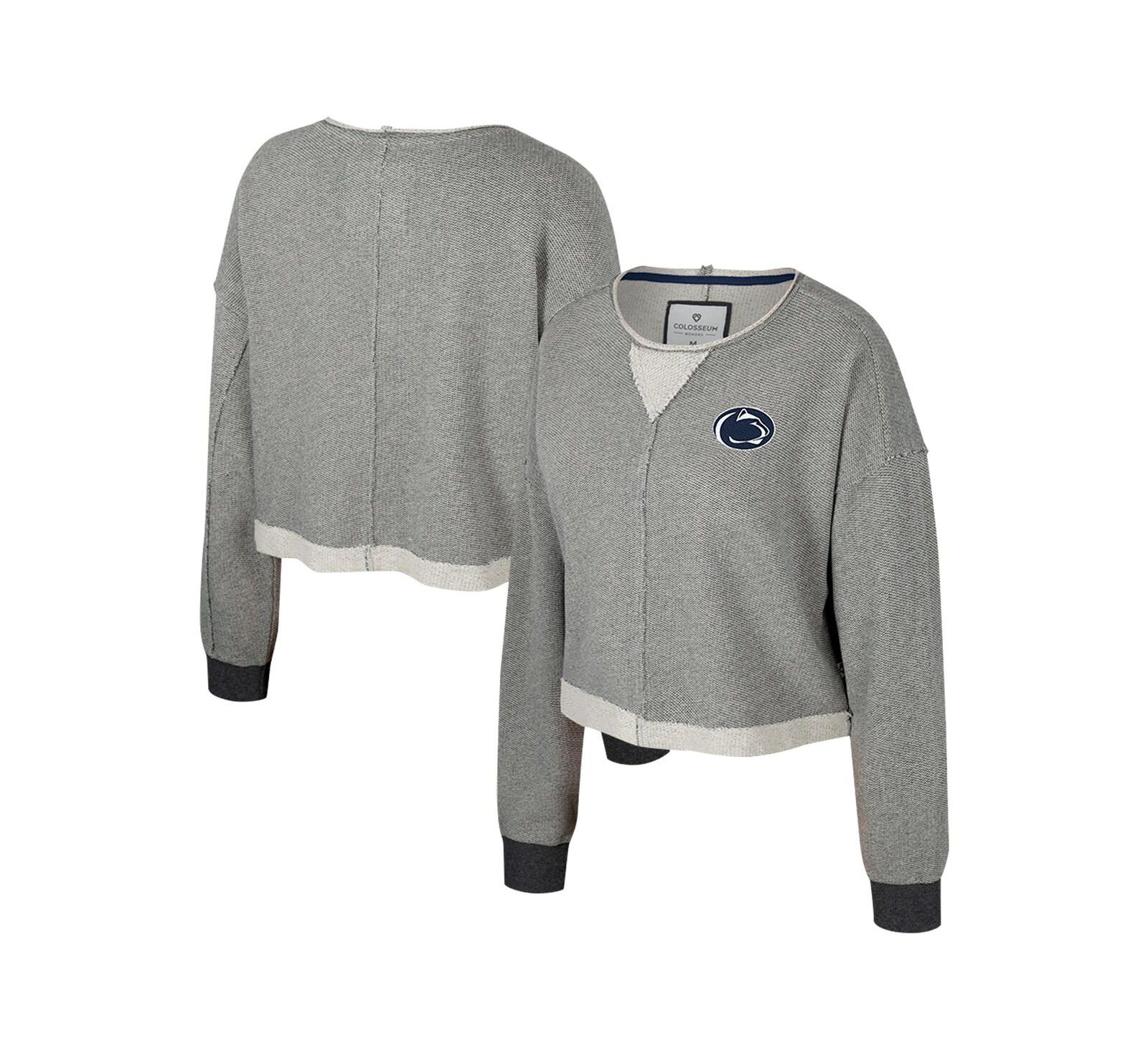 Женский укороченный свитшот Colosseum Penn State Nittany Lions Charcoal