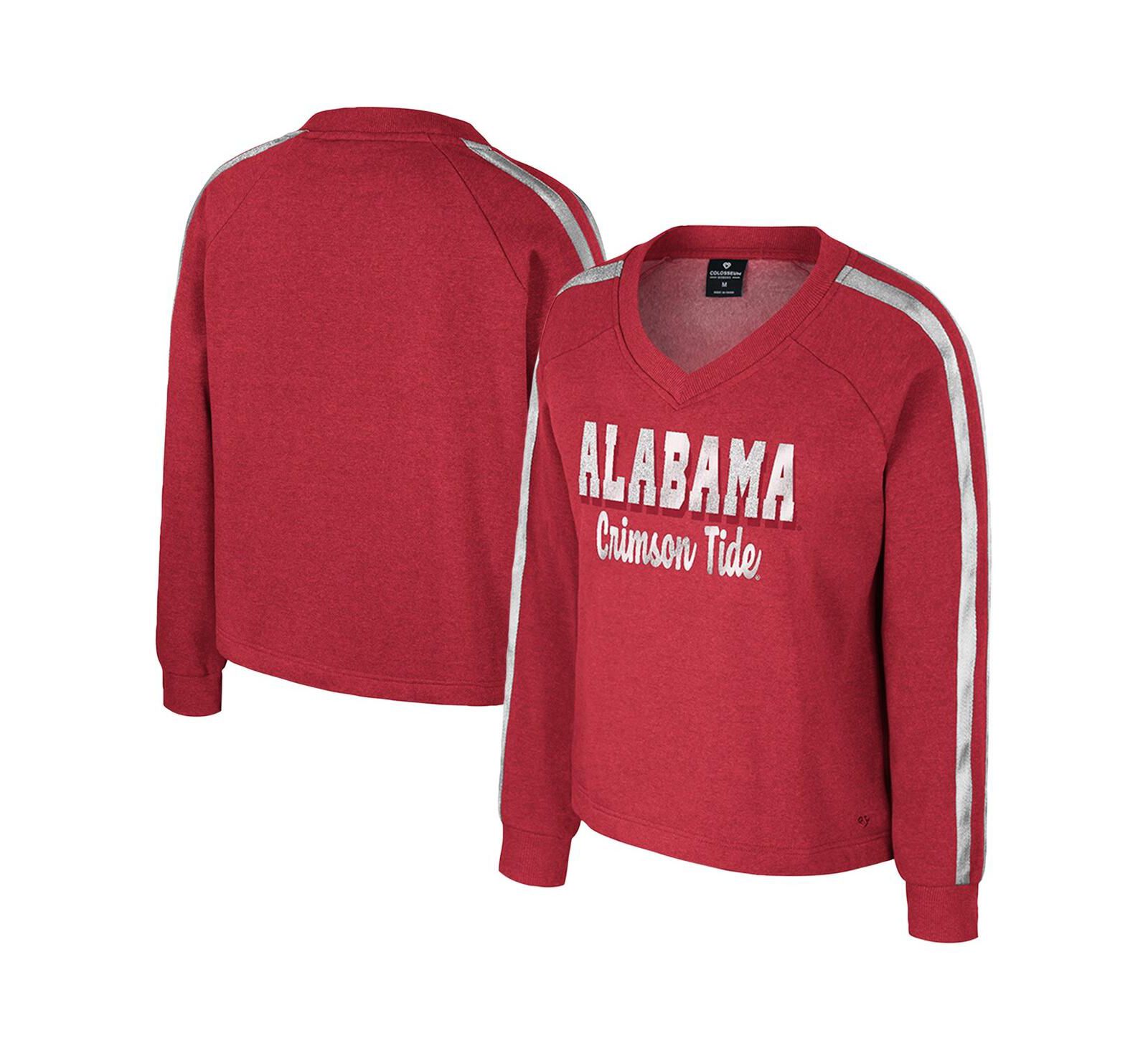 Colosseum Женская футболка Colosseum Crimson Alabama Crimson Tide Treasures с длинным рукавом и V-образным вырезом
