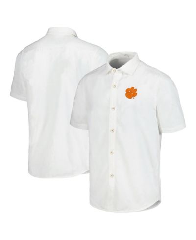 Мужская рубашка Tommy Bahama White Clemson Tigers Coconut Point Palm Vista IslandZone Camp Button-Up