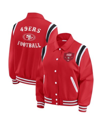 Женская куртка WEAR by Erin Andrews Scarlet San Francisco 49ers Varsity Lightweight Full-Snap
