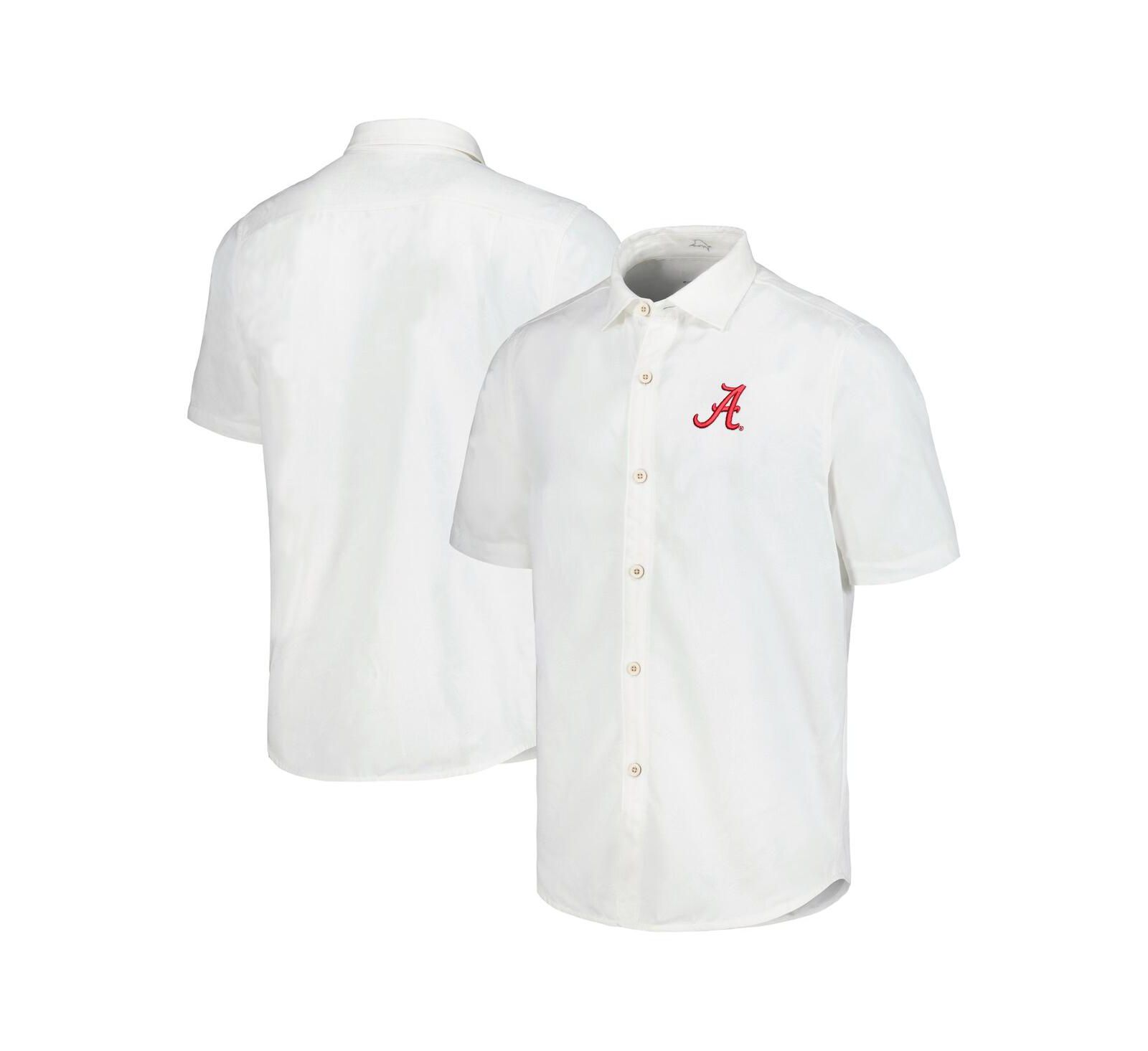 Мужская рубашка Tommy Bahama White Alabama Crimson Tide Coconut Point Palm Vista IslandZone Camp Button-Up