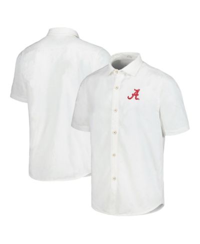 Мужская рубашка Tommy Bahama White Alabama Crimson Tide Coconut Point Palm Vista IslandZone Camp Button-Up