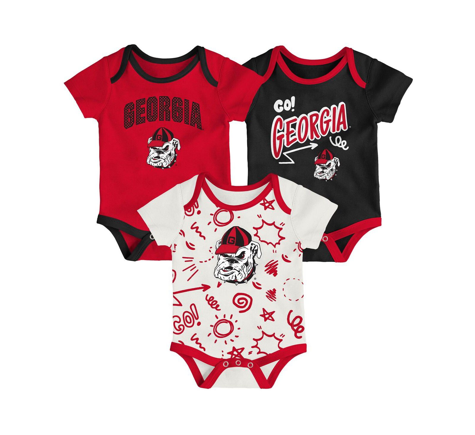 Outerstuff Детский комплект из 3-х боди Georgia Bulldogs All Day Play