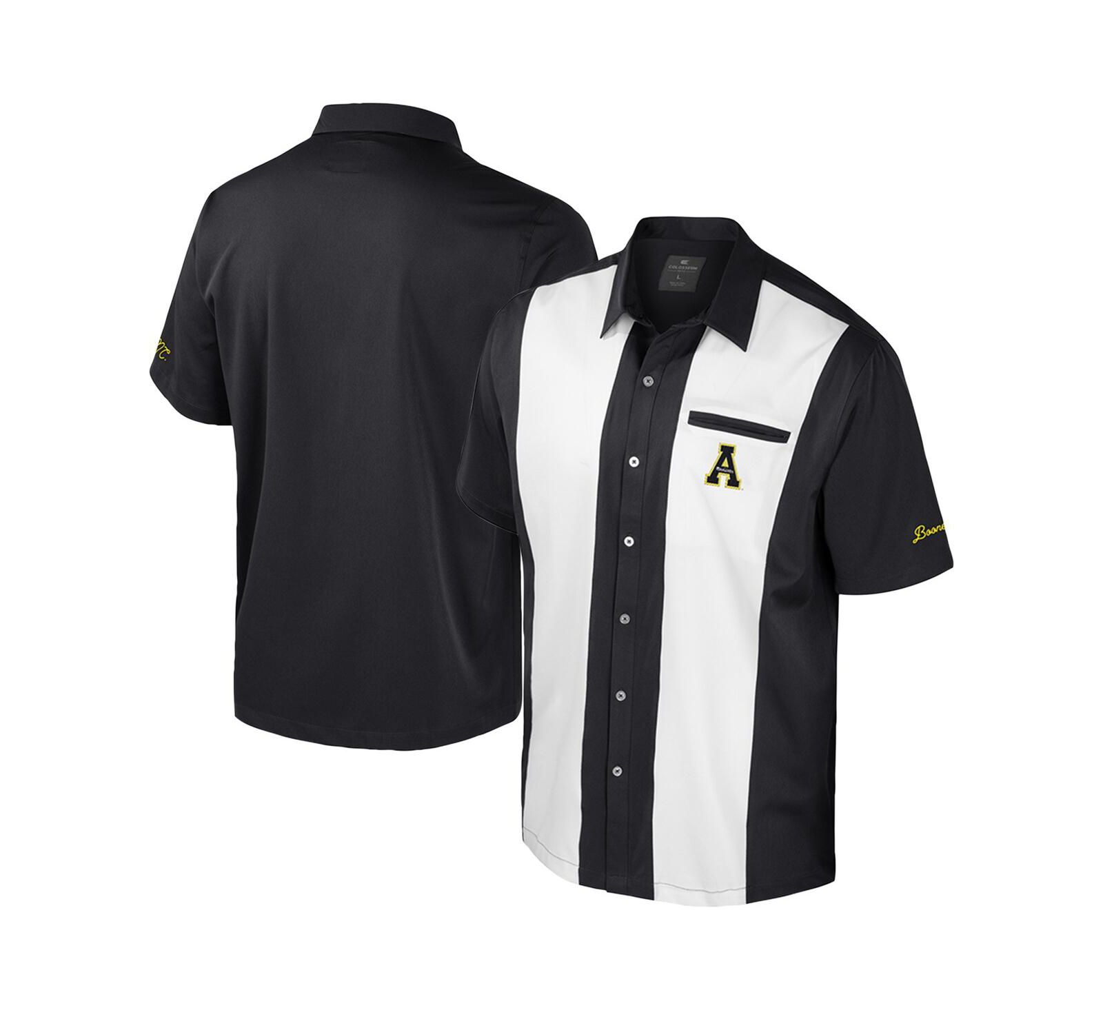 Colosseum Men's Black Appalachian State Mountaineers Strike Bowling Button-Up Shirt