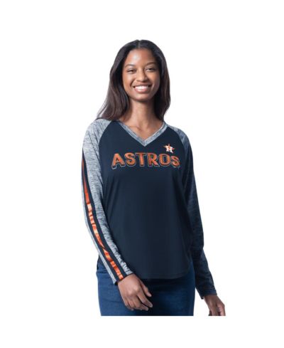 G-III 4Her by Carl Banks Женская футболка с длинным рукавом V-образным вырезом Navy Houston Astros Top Dog Raglan