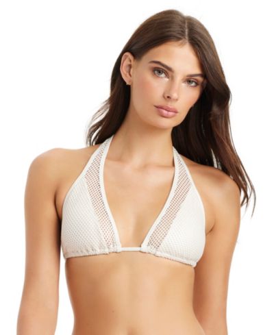 Sanctuary Women's Sea Crochet Halter Triangle Bikini Top