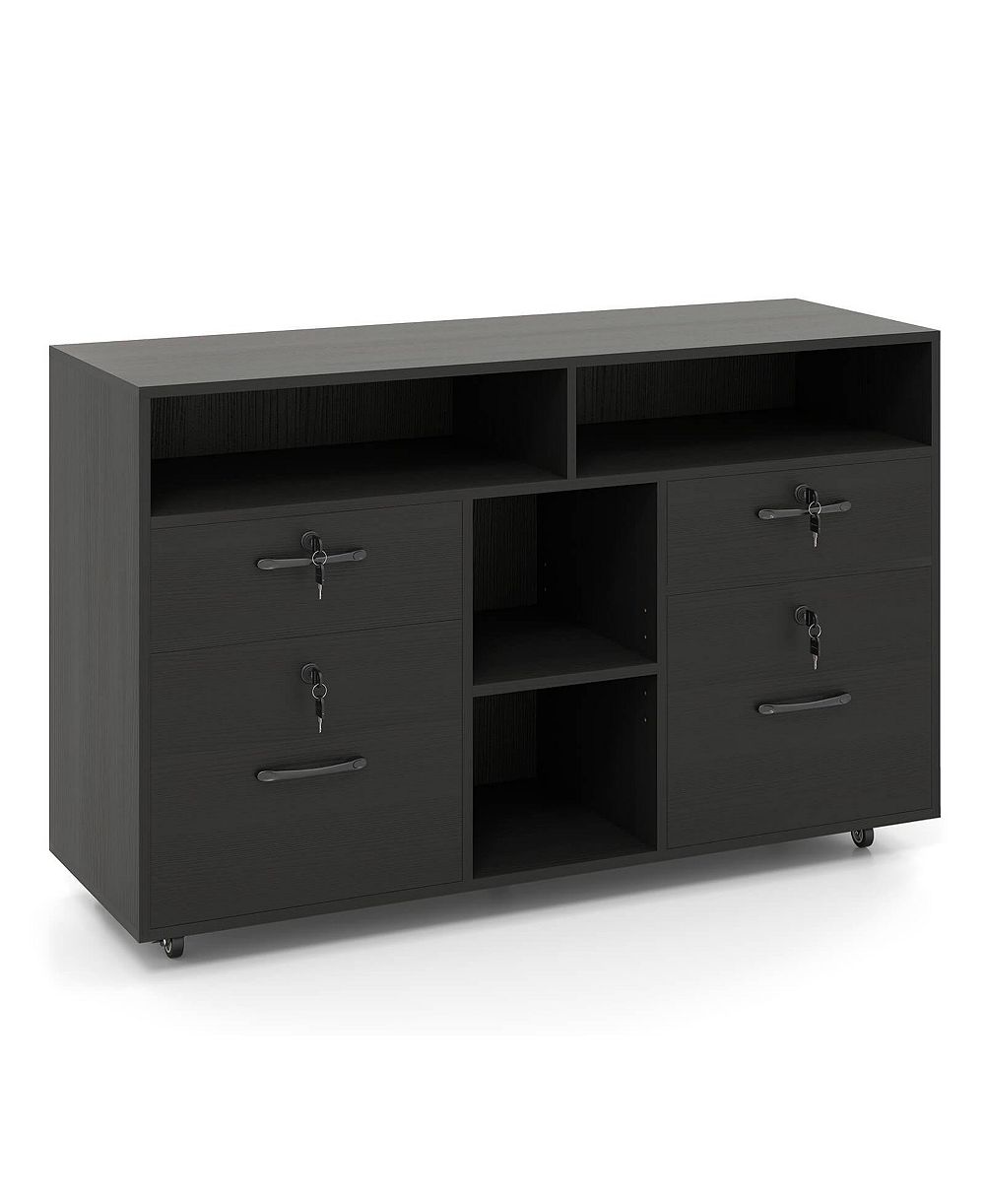 File Cabinet with Lock 4 Drawers Fits Files A4/Letter Size Adjustable