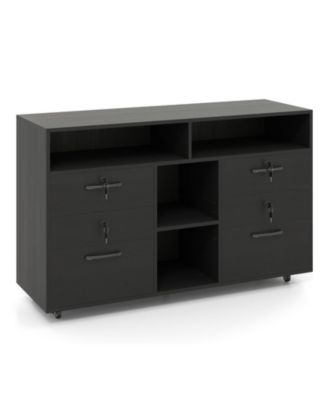 File Cabinet with Lock 4 Drawers Fits Files A4/Letter Size Adjustable