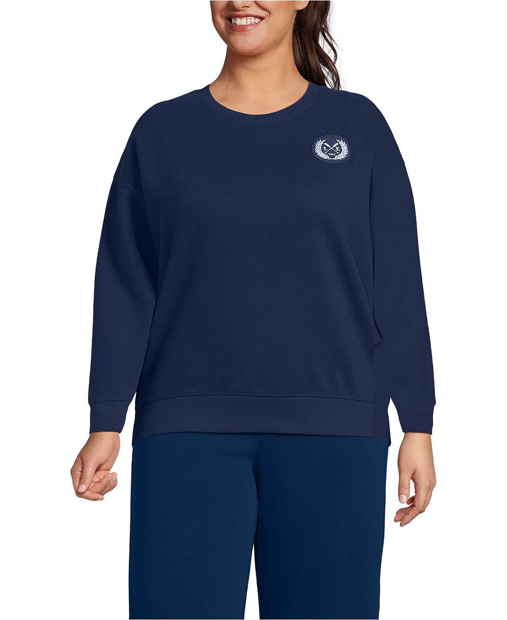 Женская толстовка Lands' End Plus Size Relaxed Serious Sweats Long Sleeve Crewneck Sweatshirt