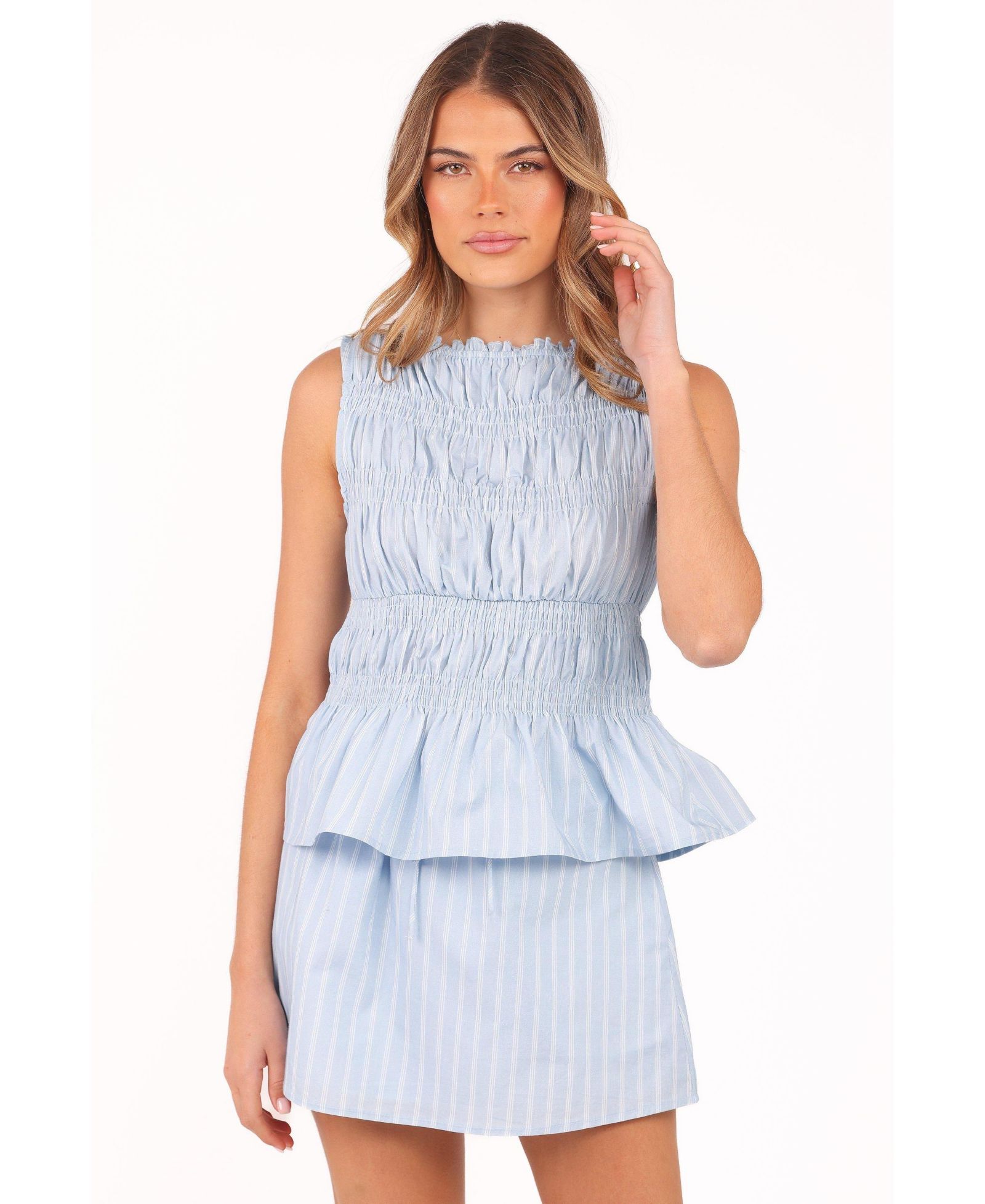Petal and Pup Women's Daisy Skirt Set - Blue White Stripe