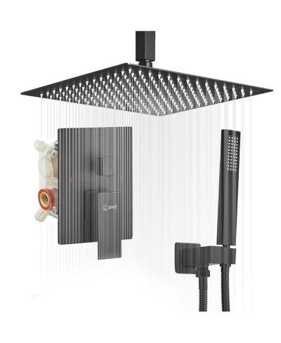 Greenspring Single-Handle 2-Spray Square High Pressure Shower Faucet with 16" Ceiling Shower Head (Valve Included)