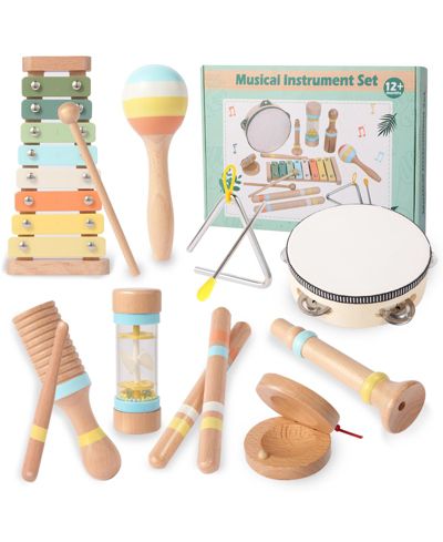 Sugift Wooden Montessori Musical Instruments 9-Piece Set, Ages 1–5