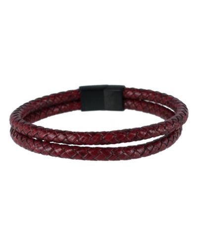 Trafalgar Caleb's Crimson Braided Leather Secure Clasp Bracelet