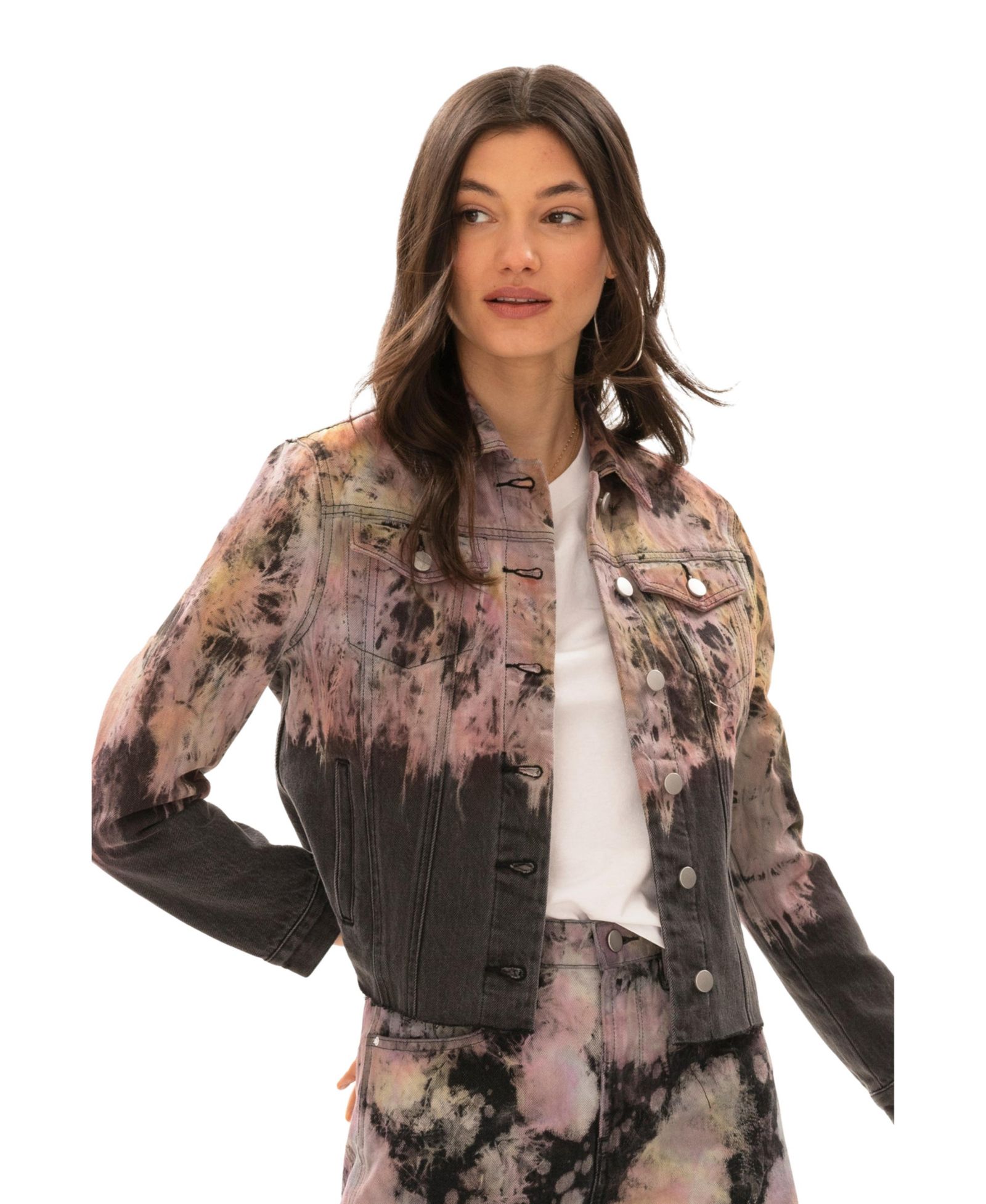 Женская джинсовая куртка Blue Revival Daria Tie-Dye Cropped Trucker