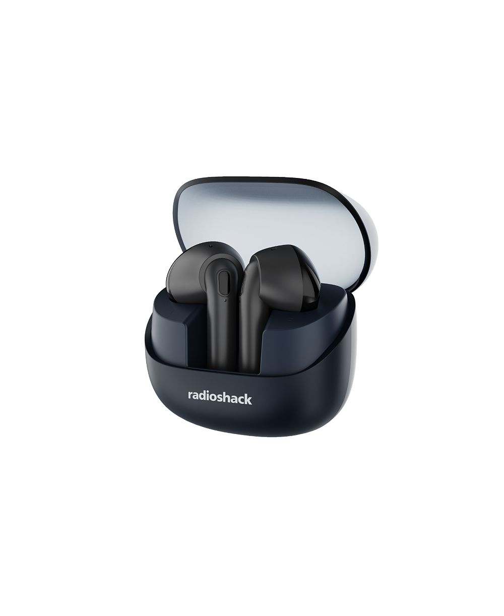RadioShack Прозрачный чехол navy blue TWS наушники, белый, IPX5, Bluetooth 5.4, шумоподавление 3304411