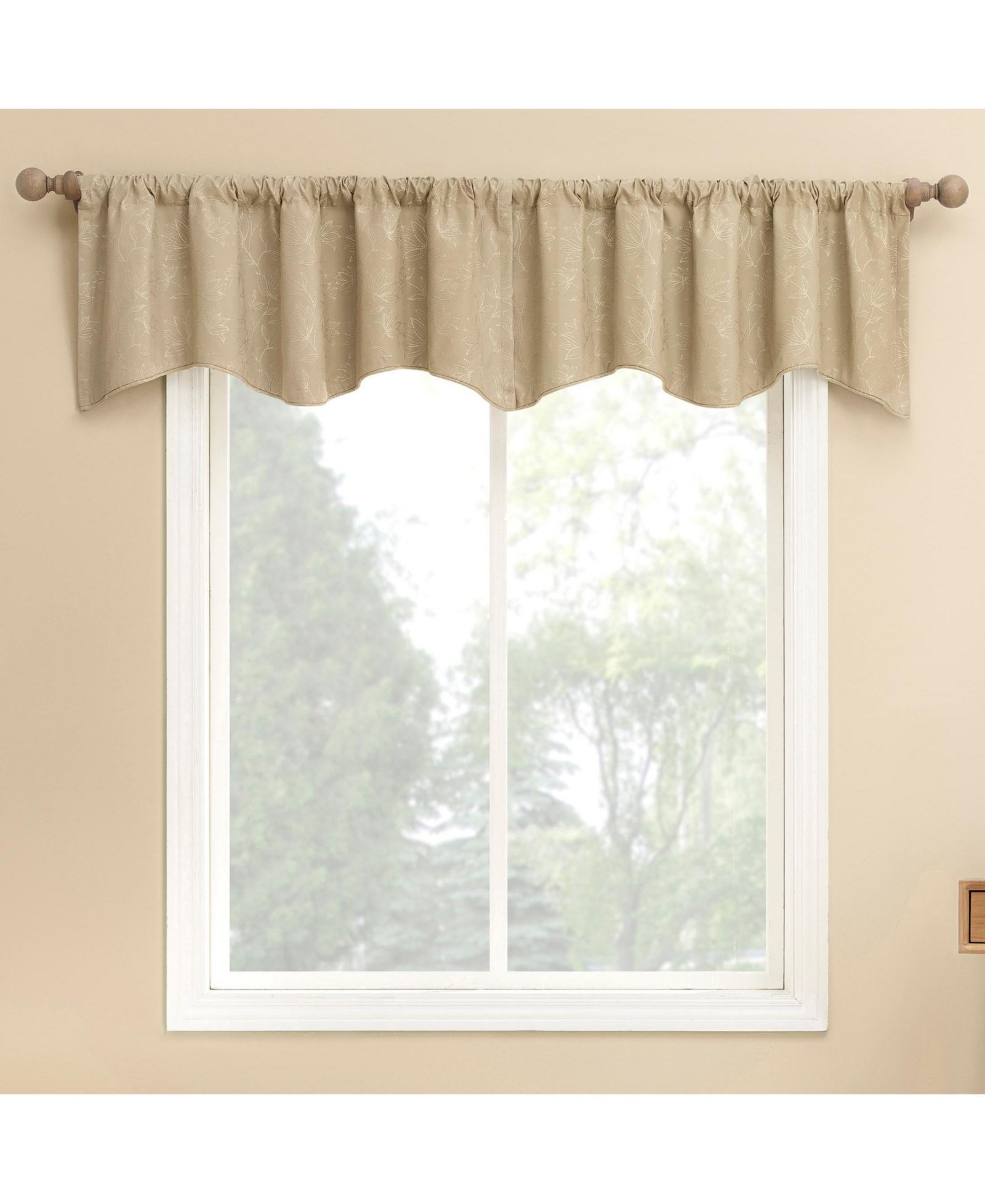 Sun Zero Bronte Floral Jacquard 100% Blackout Rod Pocket Curtain Valance