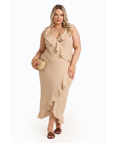FASHION-SZN CURVE Women's Ruffle Wrap Sleeveless Midi Dress