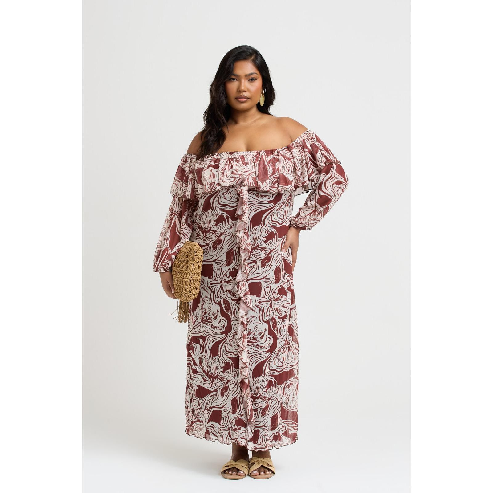 Женское макси-платье FASHION-SZN CURVE Ruffle Bardot