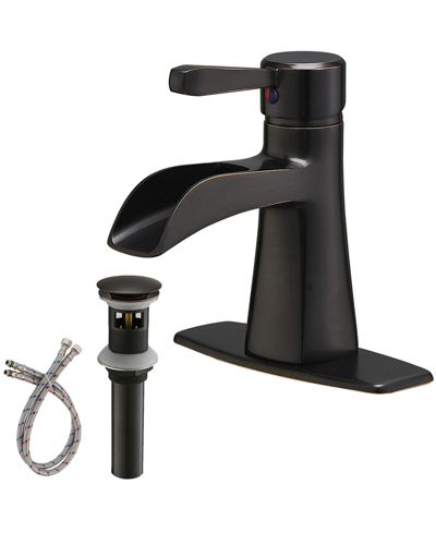 Greenspring Waterfall Single Hole Single-Handle Low-Arc Bathroom Sink Faucet With Pop-up Drain Assembly