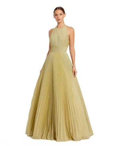 Женское вечернее платье Mac Duggal Shimmering Pleated Georgette High Neck