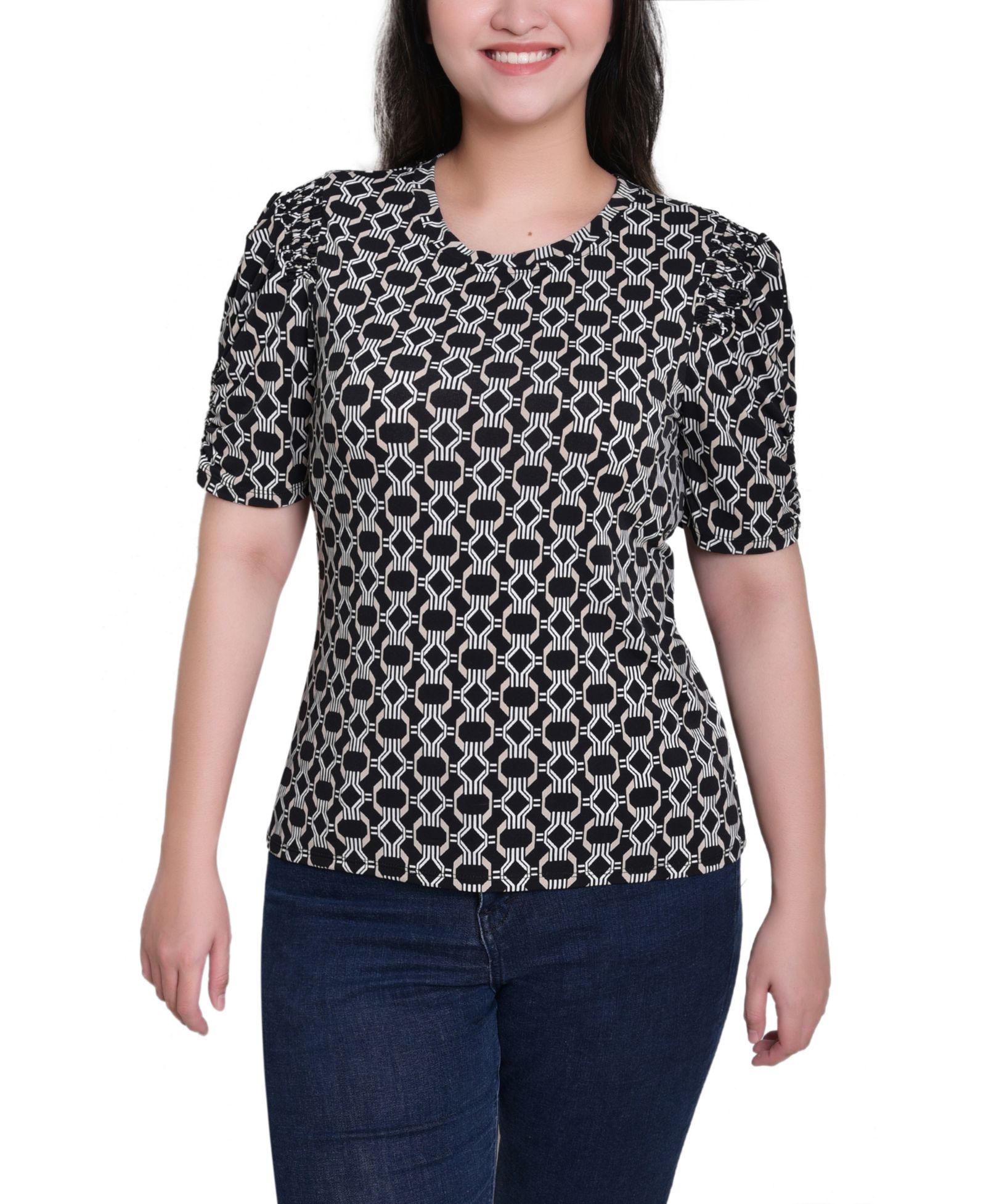 NY Collection Petite Short Sleeve Scoop Neck Top