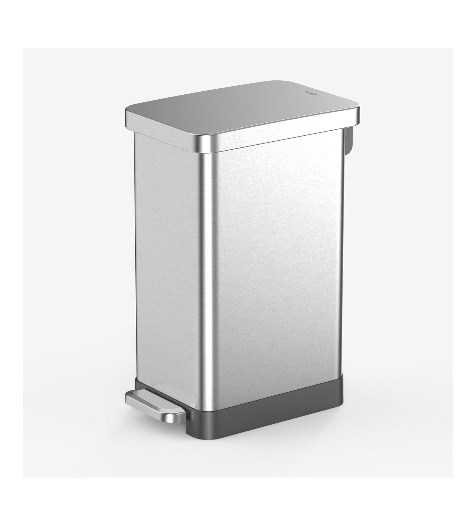 Qualiazero 50L / 13.2 Gal Slim, Stainless Steel Step On Trash Can with ring liner