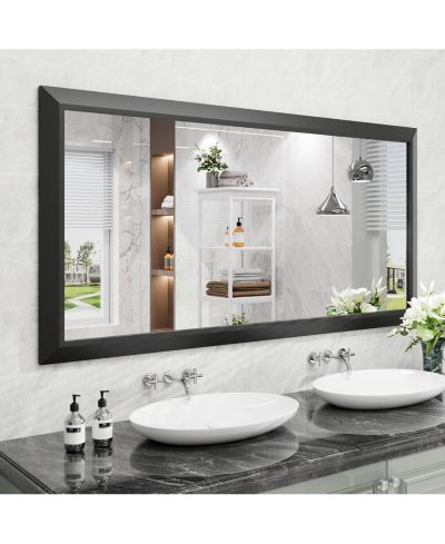 Amorho Framed Bathroom Mirror with Metal Frame, Horizontal/Vertical Wall Mounted Rectangle Mirror – 60" x 30"