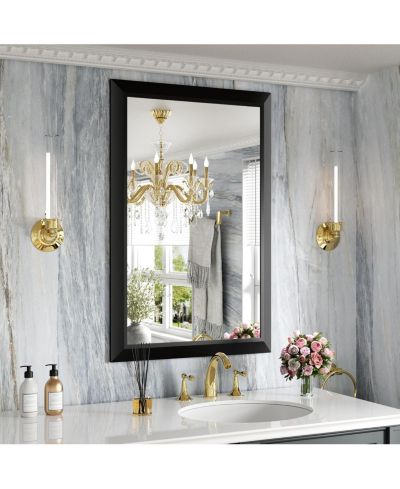 Amorho Bathroom Mirror Thick Metal Framed Wall Mirrors for Bedroom, Rectangle Wall-Mounted Mirrors