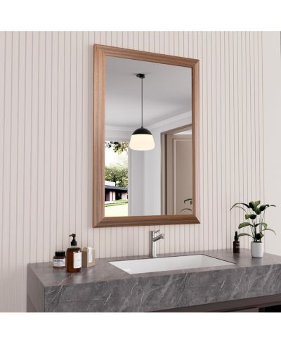 Amorho 36x24 Bathroom Mirror with Dark Brown Metal Frame, Rectangle Wall Mirror for Sink or Room, Horizontal/Vertical Mount