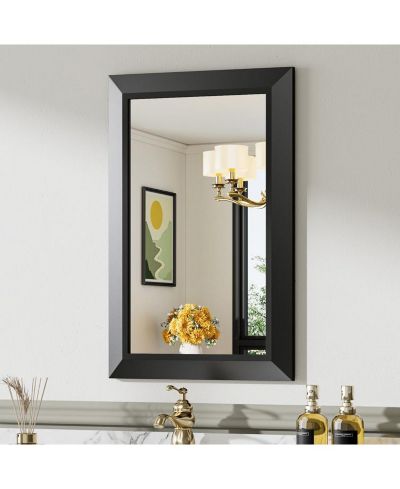 Amorho Bathroom Mirror, 24" x 16" Inch Thick Metal Framed Wall Mirrors for Over Sink, Bedroom, Living Room, Entryway, Rectangle Wall-Mounted Mirrors in Black(Horizontal/Vertical)