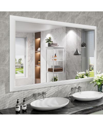 Amorho зеркало для ванной 60" x 36" металлическая рама белая