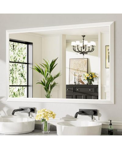 Amorho Bathroom Mirror, 55" x 36"-Inch-Thick Metal Framed Wall Mirrors for Over Sink, Bedroom, Living Room, Entryway, Rectangle Wall-Mounted Mirrors