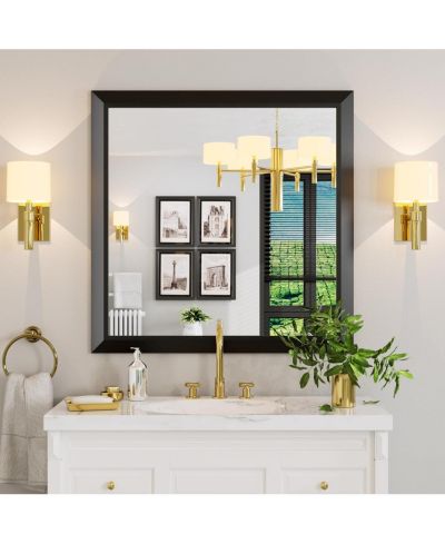 Amorho Bathroom Mirror, 36" x 36" Inch Thick Metal Framed Wall Mirrors for Over Sink, Bedroom, Living Room, Entryway, Rectangle Wall-Mounted Mirrors