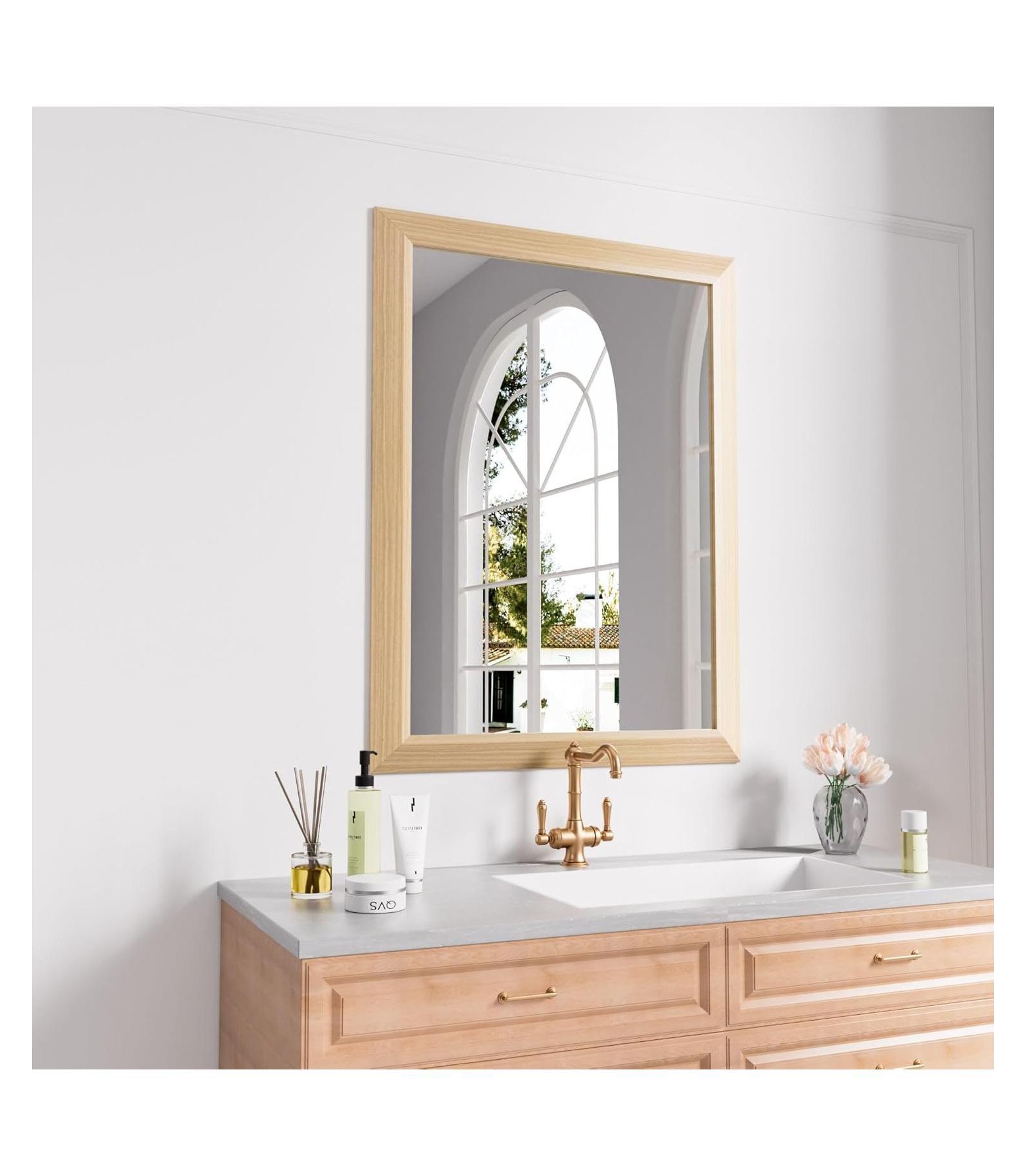 Amorho 36x28 Inch Metal Framed Bathroom Mirror, Rectangular Wall Mirror for Sink, Bedroom, Vertical or Horizontal