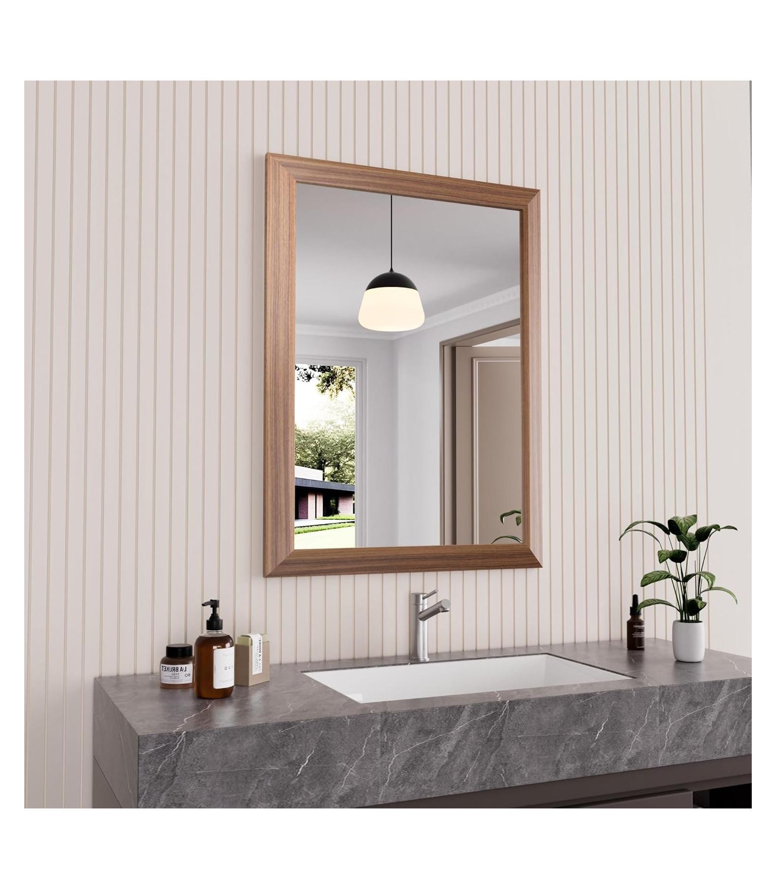 Amorho Bathroom Mirror, Thick Metal Framed Wall Mirrors for Over Sink, Bedroom, Living Room, Entryway, Rectangle Wall-Mounted Mirrors