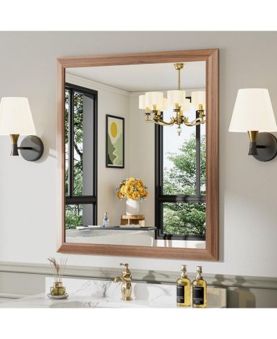 Amorho Bathroom Mirror, 36" x 32" Inch Thick Metal Framed Wall Mirrors for Over Sink, Bedroom, Living Room, Entryway, Rectangle Wall-Mounted Mirrors