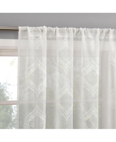 No. 918 Rivalie Embroidered Medallion Sheer Rod Pocket Curtain Panel