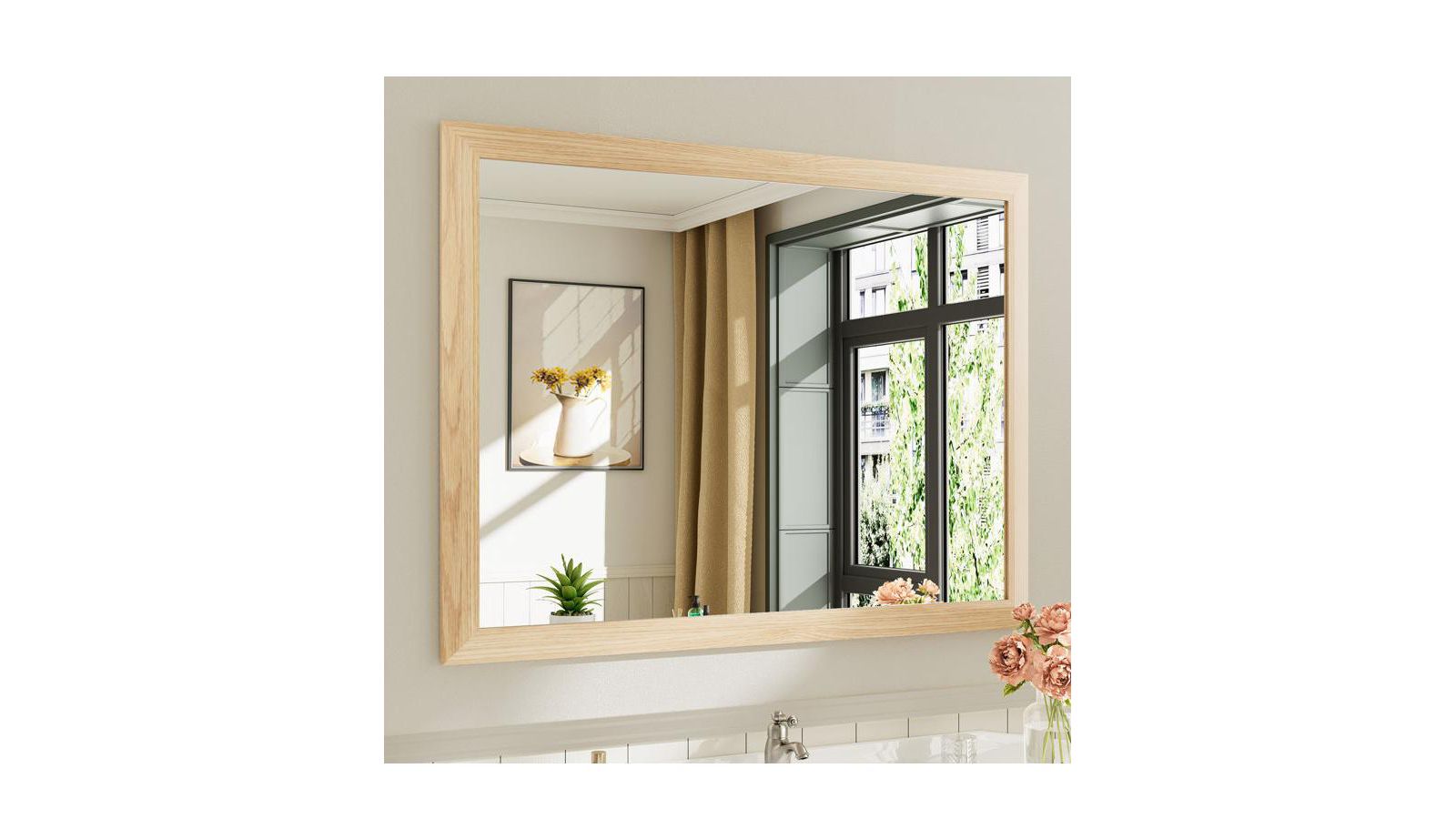 Amorho Bathroom Mirror, 40" x 30" Inch Thick Metal Framed Wall Mirrors for Over Sink, Bedroom, Living Room, Entryway, Rectangle Wall-Mounted Mirrors
