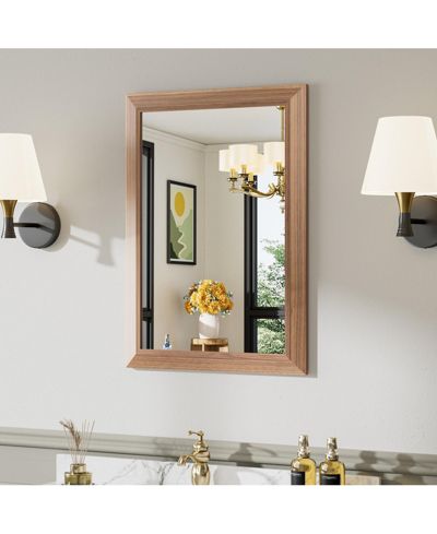 Amorho Bathroom Mirror, 28" x 20" Inch Thick Metal Framed Wall Mirrors for Over Sink, Bedroom, Living Room, Entryway, Rectangle Wall-Mounted Mirrors in Dark Brown(Horizontal/Vertical)