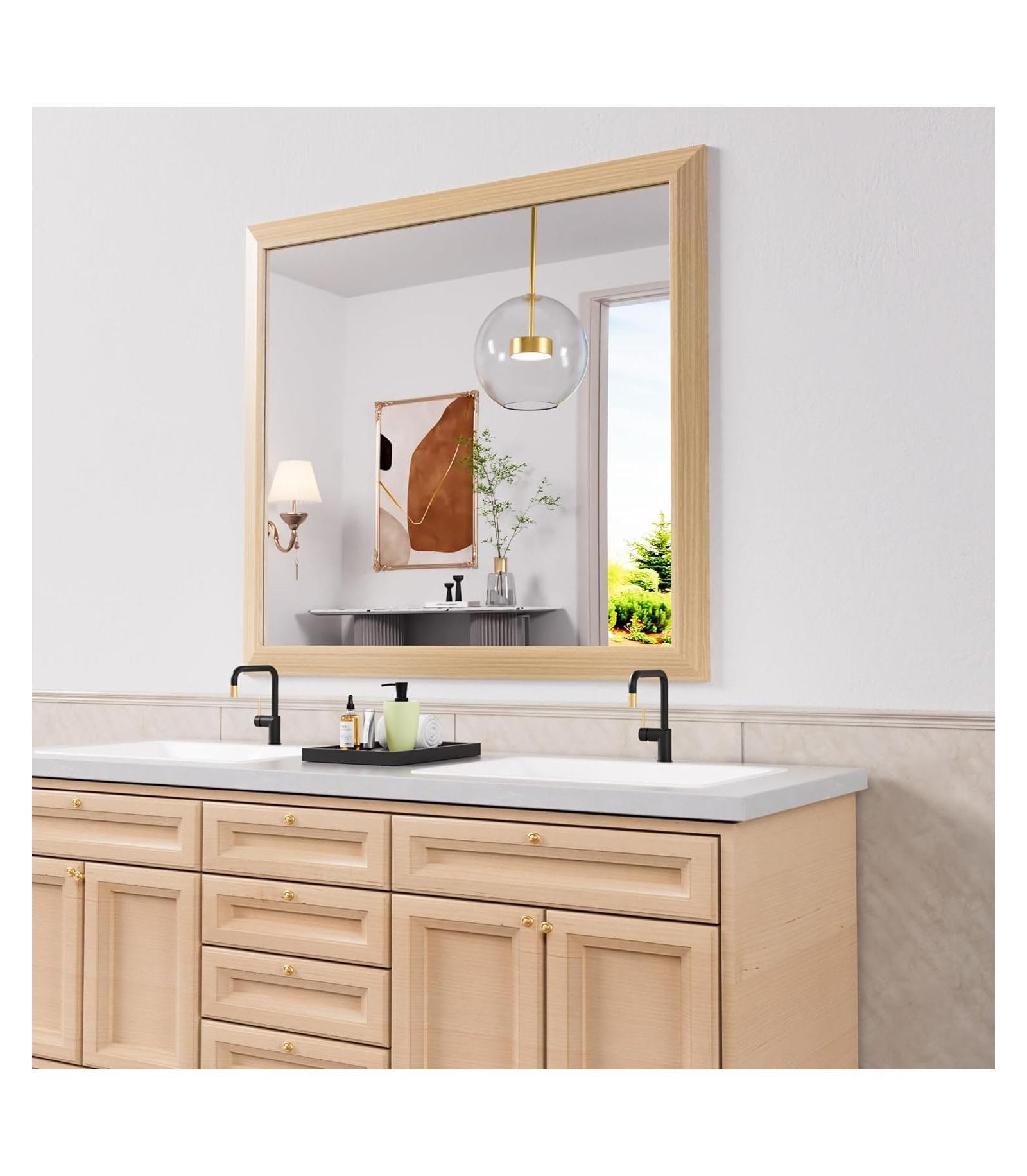 Зеркало для ванной Amorho 40" x 36" Thick Metal Framed Wall Mirror